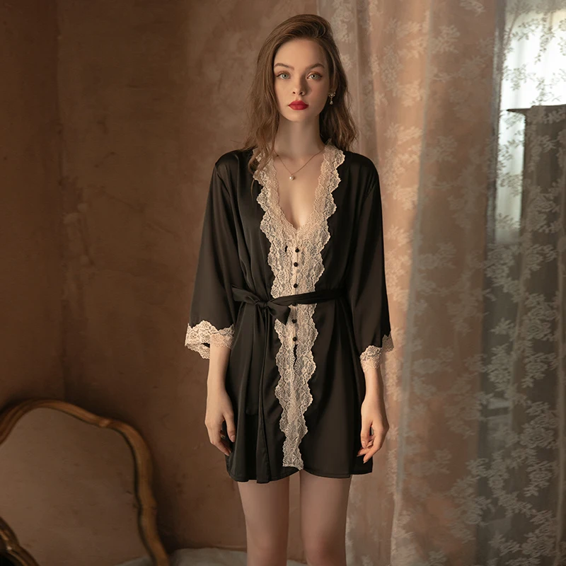Women's Pajamas Deep V Lace Nightgown Sexy Backless Sling Thin Nightdress Women Pajamas Sexy Lace Nightwear Sexy Women Dress