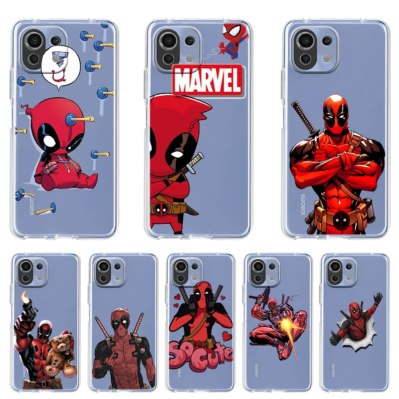 

Deadpool Super Hero For Xiaomi Mi 12 12X 11T 11i 11 10T Note 10 9T 9 SE A3 CC9E Pro Lite Ultra Transparent Phone Case