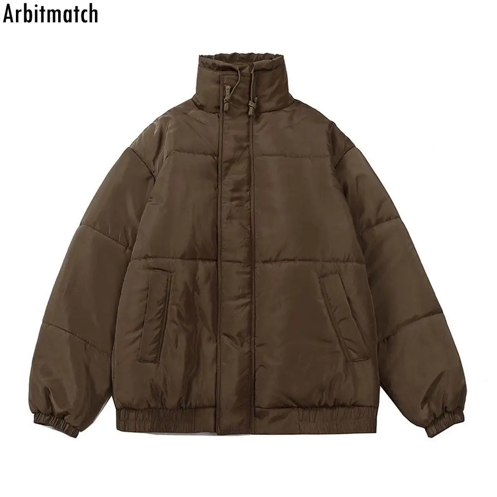 

Men Hip Hop Vintage Stand Collar Parka Solid Color Jacket Streetwear Padded Jacket Coat Harajuku Winter Keep Warm Outwear