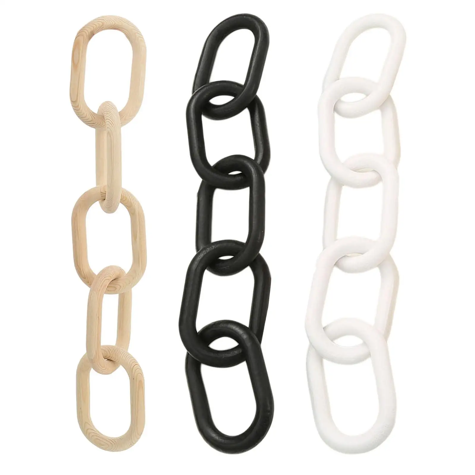 

Wood Chain Link 5 Link Wooden Chains Country Rustic Fashion Hand Made Aesthetic Knot Garland for Cafe Party Entryway Shelf Decor