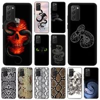 phone case for samsung s21 plus s20 fe s10 lite s9 snake skin print black soft shockproof cover for galaxy note 20 ultra 10 9 8