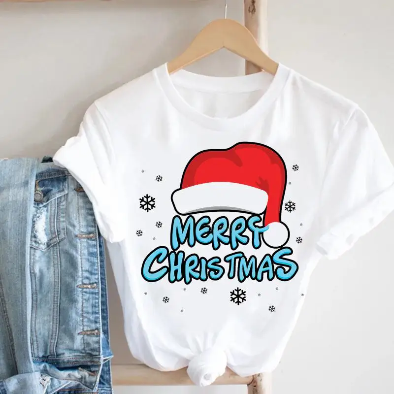 

Women Merry Christmas 90s Lovely Trend 2022 New Year Trend T-shirts Cartoon Fashion Top Graphic Tshirt Holiday Travel Tee