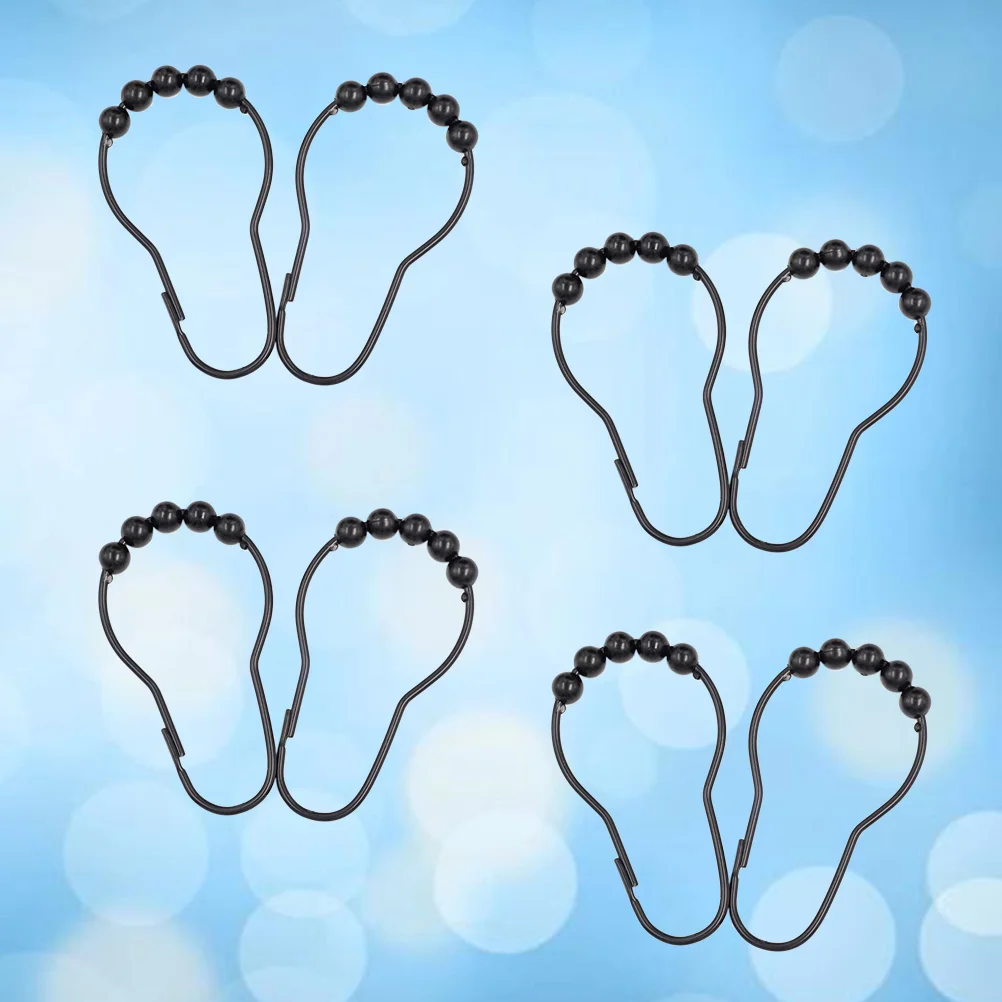 

Curtain Shower Hooks Rings Metal Hook Black Hanger Ringforclips Hanging Resistant Rust Holders Decorative