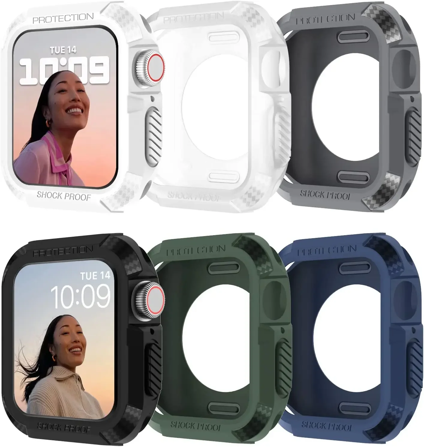 Rugged Cover for Apple Watch Case 42mm 46mm 44mm 40mm 45mm 41mm 38mm Se 6 5 4 3 TPU Screen Protector IWatch Serie 7 8 9 10