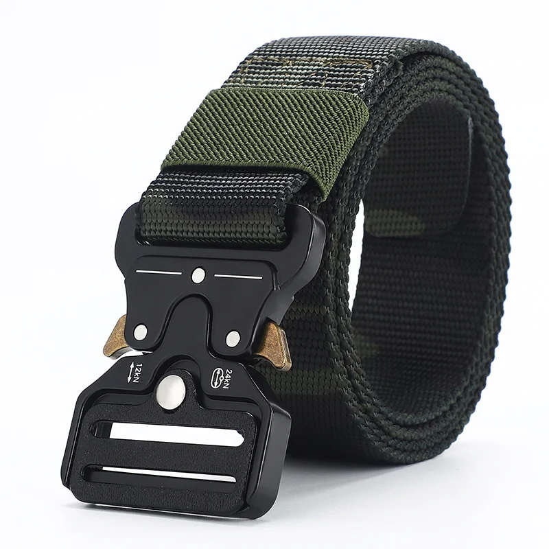 Fasion Mens Belts Outdoor Army Military Tactical Combat Belt Canvas Novelty Camo Print Nylon Waisand Jeans Pants Accessories