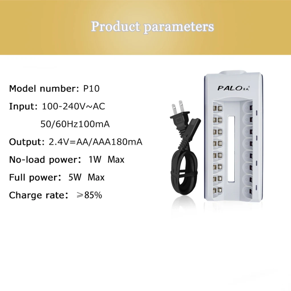 

PALO 8 Slots Smart Intelligence Battery Charger Charging Station Port for AA AAA Batteries with LED Indicator