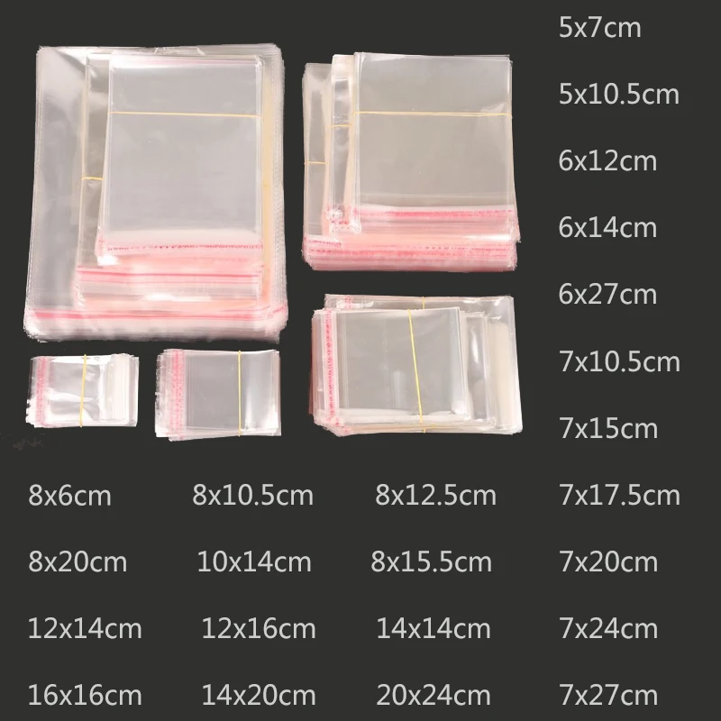 

Multi-size Transparent Self-adhesive Sealed Plastic Packaging Bag, Resealable Cellophane OPP Fresh-keeping Bag, Gift Bag