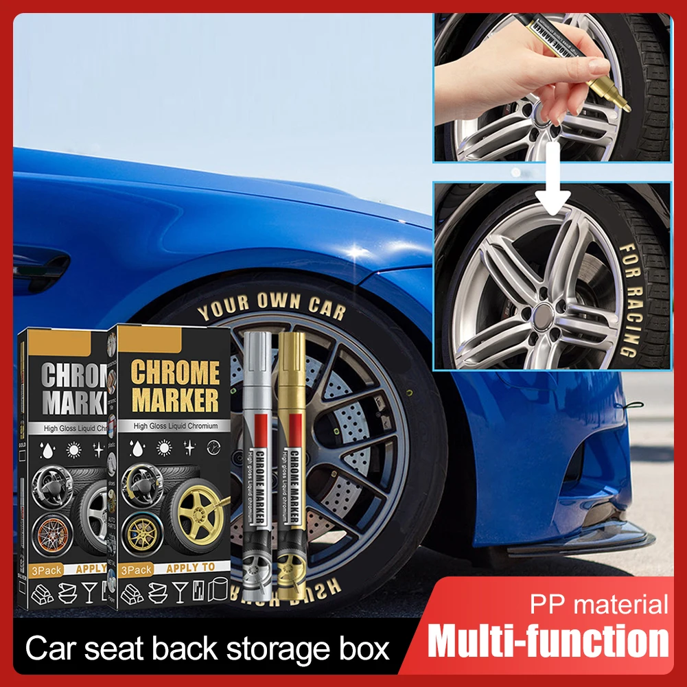 

3Pcs Car Chrome Marker Pen Permanent Mirror Chrome Marker Waterproof Xylene-free Chrome Paint Car Decor for Auto Bike Motor Tire