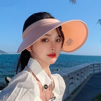 ladies summer korean wide brim adjustable fashion caps outdoor solid color sunless empty top oversized beach hat casquette homme