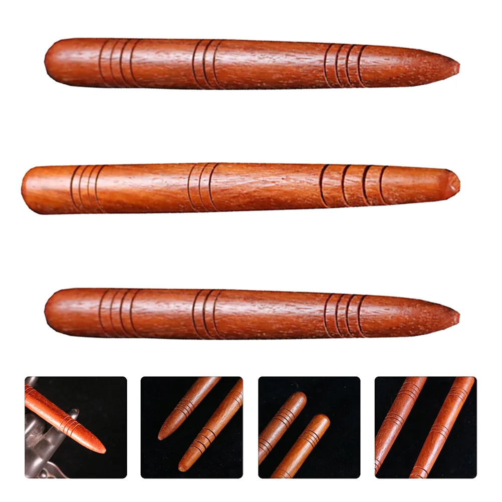 

3pcs Thai Wooden Reflexology Wood Hand Body Traditional Tool Relaxation Travel Home Tools for SPA Red