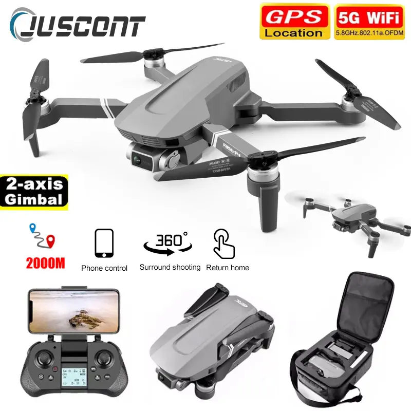 

2022 New F4 GPS Drone 4K HD Dual Camera 5G WiFi FPV Remote Control Quad Drone Stable Distance 2km RC Airplane Toy Gift