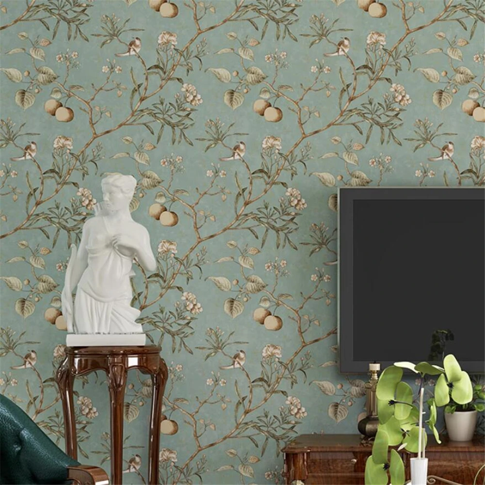 Обои в стиле ретро с зелеными цветами для гостиной спальни фоновые обои