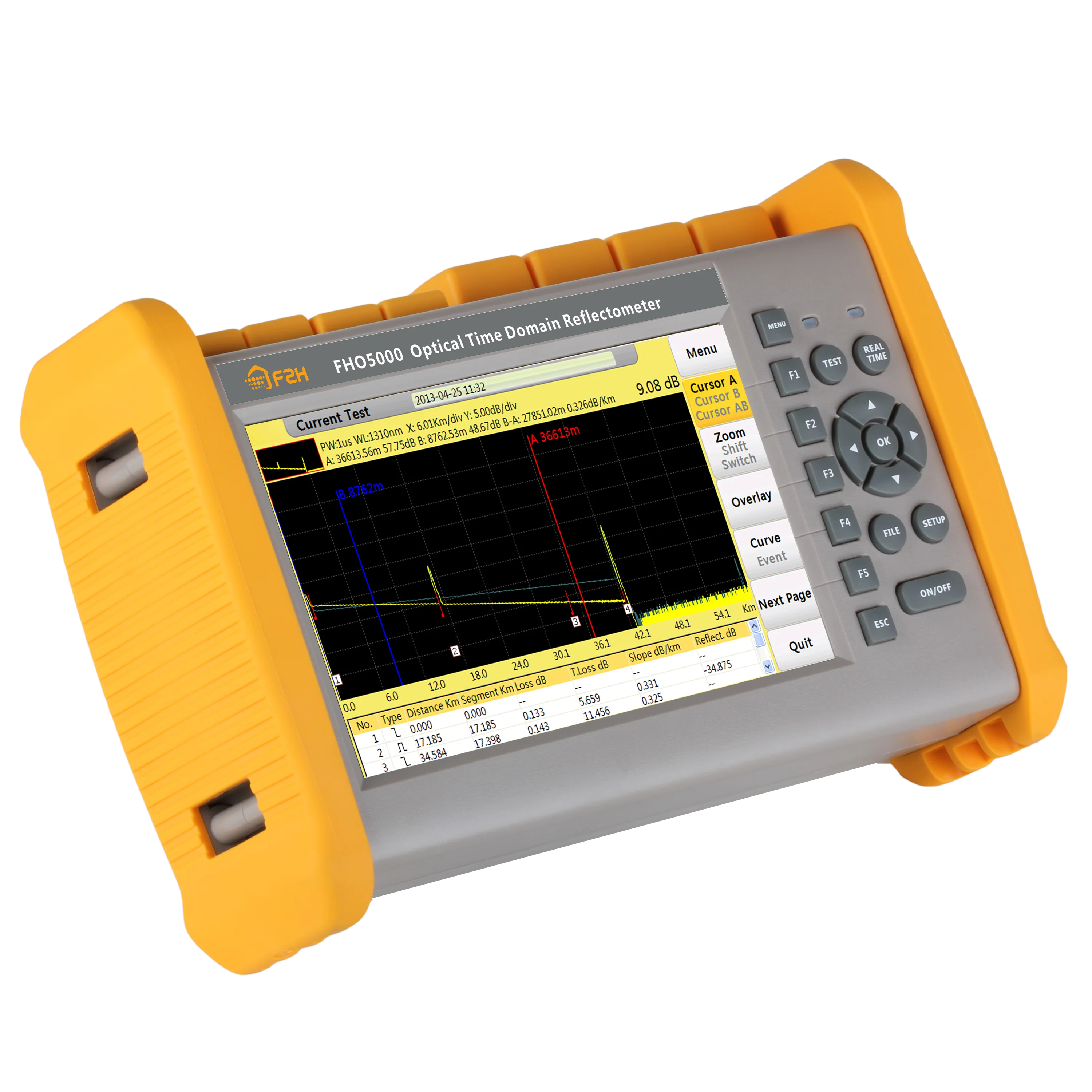 

[grandway Original]FHO5000 T45F PON OTDR 1310/1550/1625nm 45/43/43dB 195km with power meter,laser source,VFL,touch screen iOLM