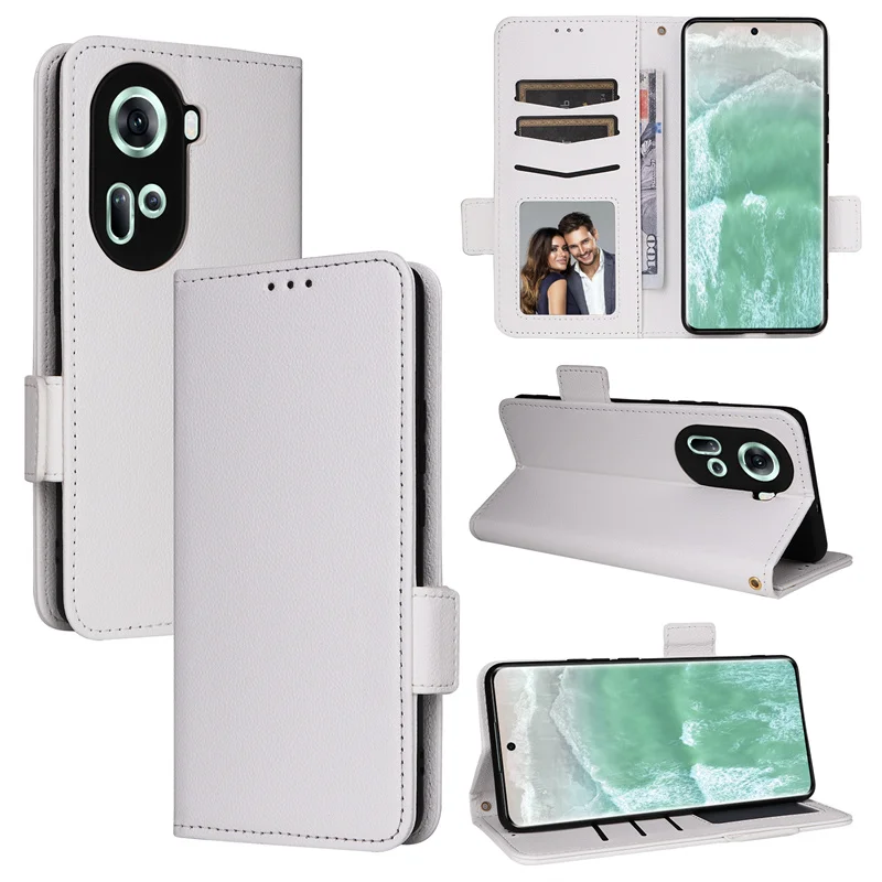 Чехол-бумажник с рисунком личи для OPPO Reno 11 5G глобальной боковой пряжкой Reno11 чехол