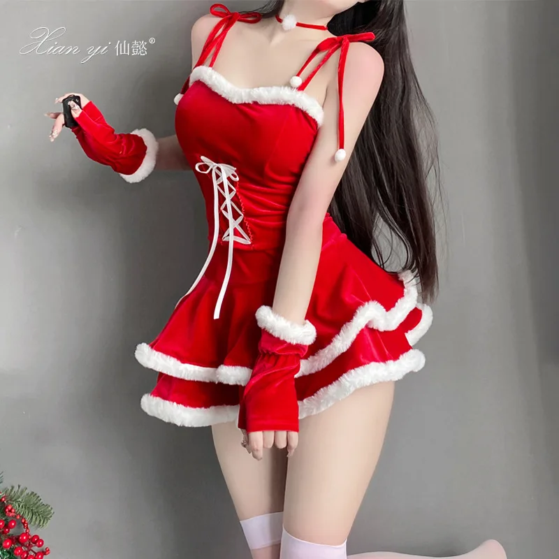 Рождественский косплей женская униформа горничной с Санта-Клаусом и кроликом