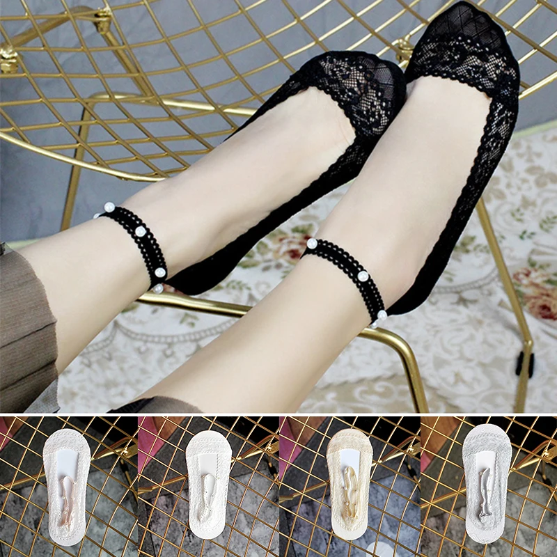 

Summer Women Socks Lace Thin Socks Invisible Socks Hosiery Ankle Socks Fashion Soft Breathable Pearl