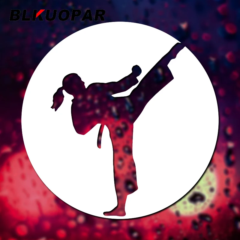 

BLKUOPAR Karate Physical Education Sports Kick Car Stickers Personality Decal Sunscreen Die Cut Bumper Motorcycle Decoration