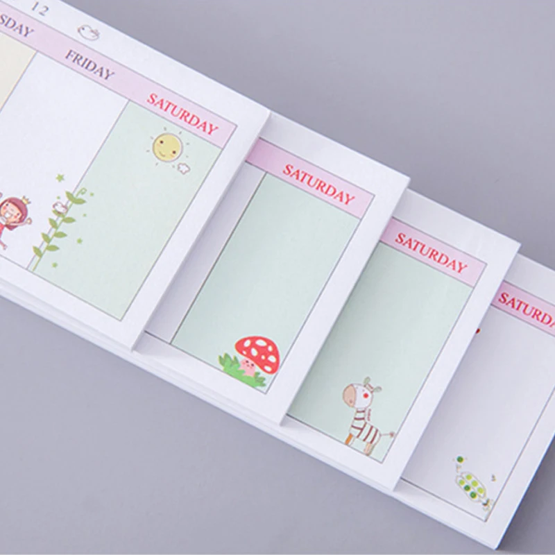 

20Pack/lot Cute Long Week Plan N Times Post Sticky Memo Schedule Plan School Supply Bookmark Post Label Wholesale