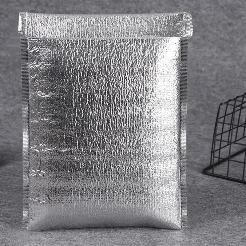 Promotion! 100Pcs Aluminum Foil Lunch Cooler Bag Insulation Folding Picnic Portable Ice Pack Food Thermal Delivery |