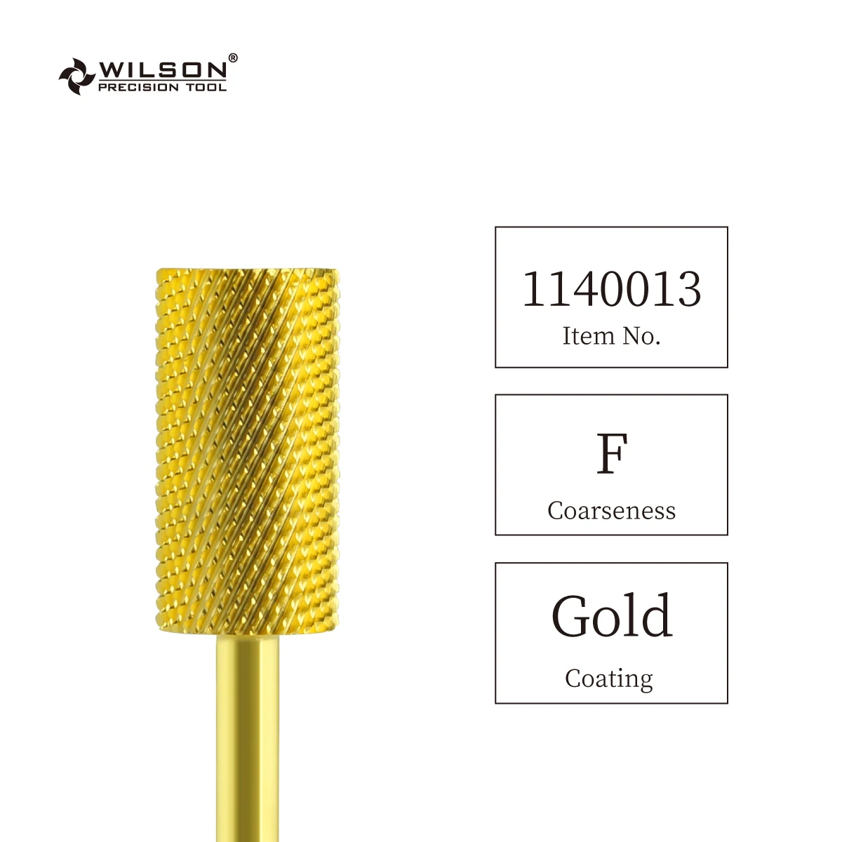 

2pcs - Large Barrel Bit - Fine (F-1140013) - Gold Coating - WILSON Carbide Nail Drill Bit
