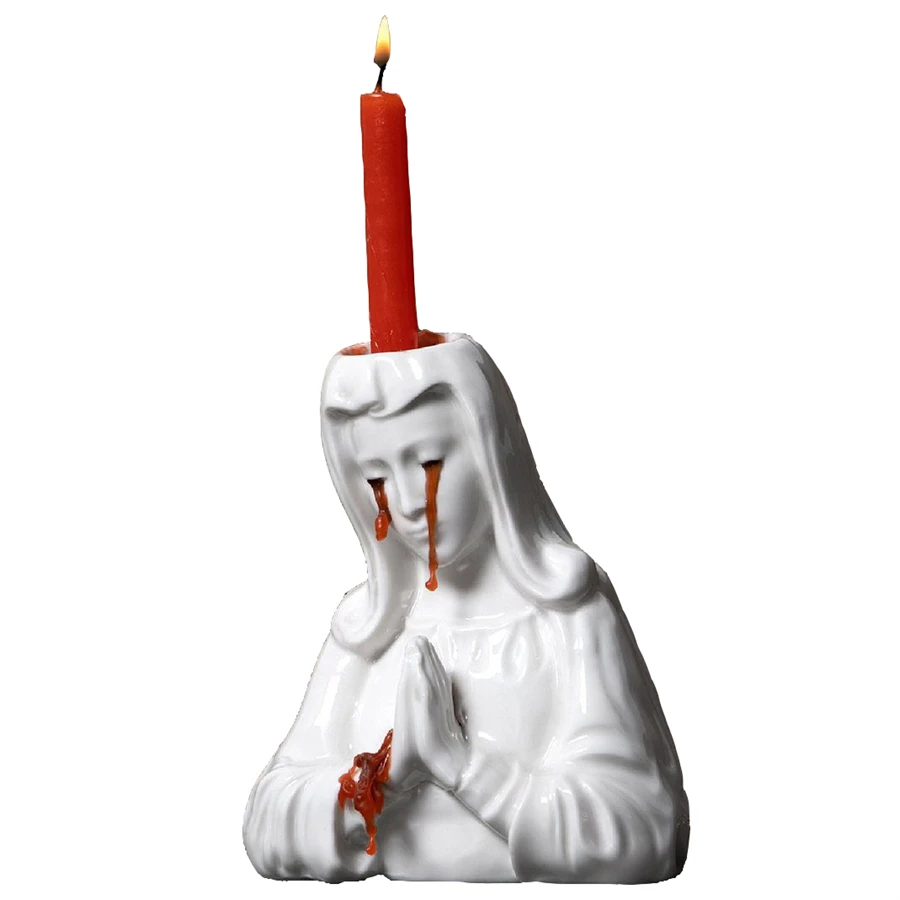 

Strange Home Deocr Candlestick Creative Weeping Mary Candle Holder Resin Home Decoration Ornaments Resin Crafts