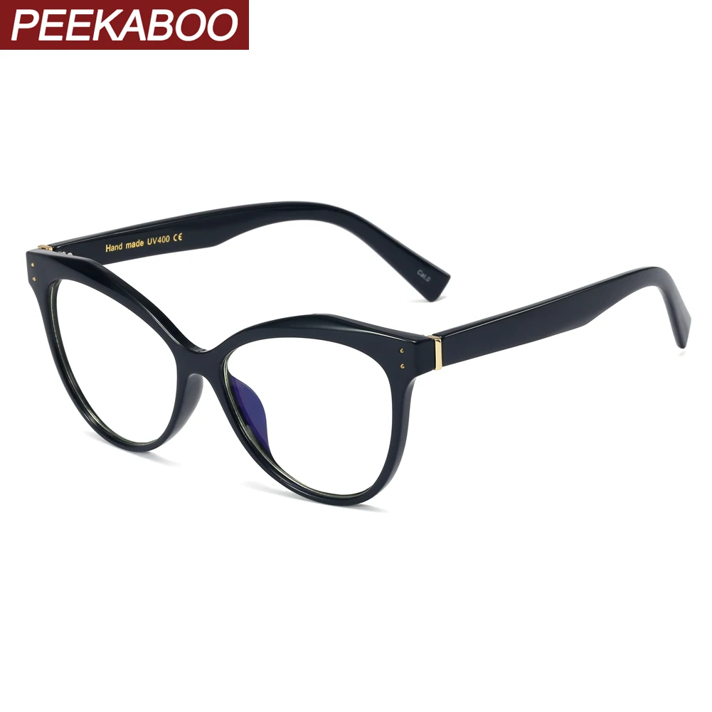 

Peekaboo blue light blocking glasses female retro style cat eye glasses frame women computer pattern black decoration gift items