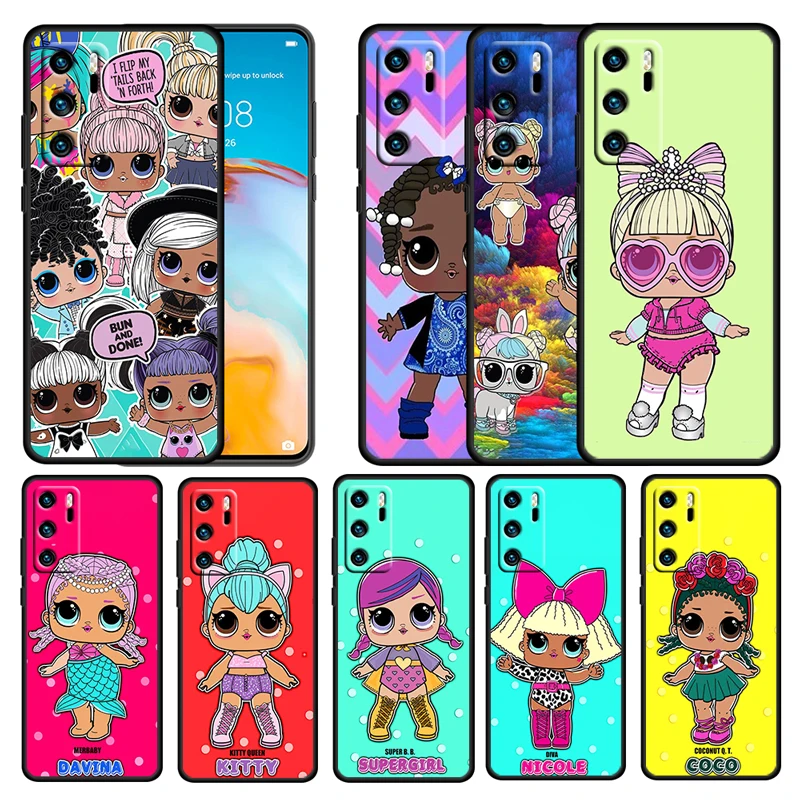 

Gift LOL Surprise Doll For Huawei P50 P20 P30 P40 5G P10 Pro Lite E Plus P9 Lite Mini Silicone Soft TPU Black Phone Case Cover