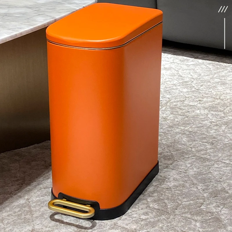 Kitchen Trash Can Bathroom Stainless Steel Metal Bedroom Trash Can Recycling Garbage Bin Cubo Basura Home Office Storage