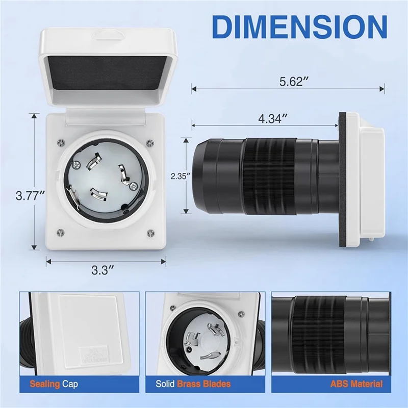 Фото FLYY-2X 50AMP RV Power Inlet Outlet Комплект питания с защитой шнура загрузки 125/250 В NEMA SS2-50P SS2-50R Twist Lock №5
