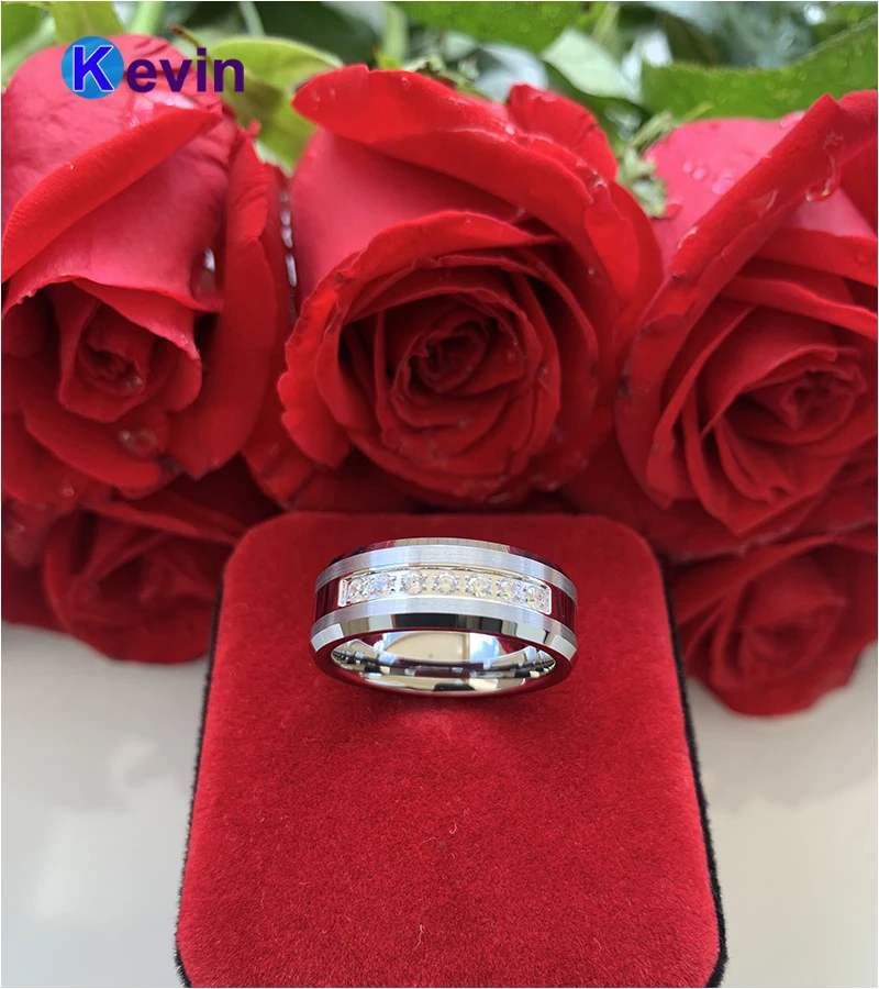 Мужское и женское кольцо из вольфрамовой стали в комбинированном стиле