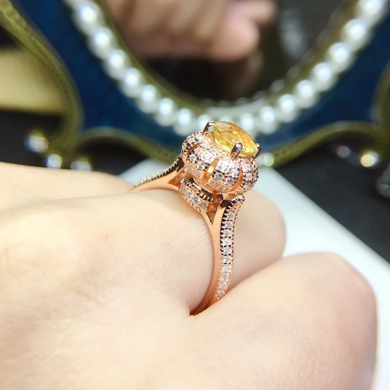 Роскошное 925 бриллиантовое кольцо 8 мм 2ct VVS класс натурального цитрина для