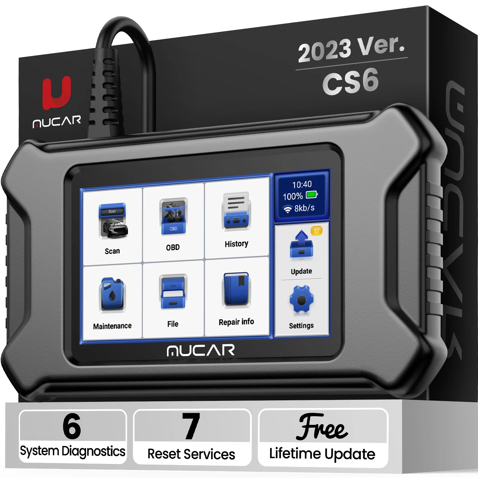 

MUCAR CS6 OBD2 Scanner ABS SRS TCM TPMS Engine Code Reader Auto Diagnostic Tool Oil EPB SAS TBA TPMS ABS Reset Free WiFi Upgrade