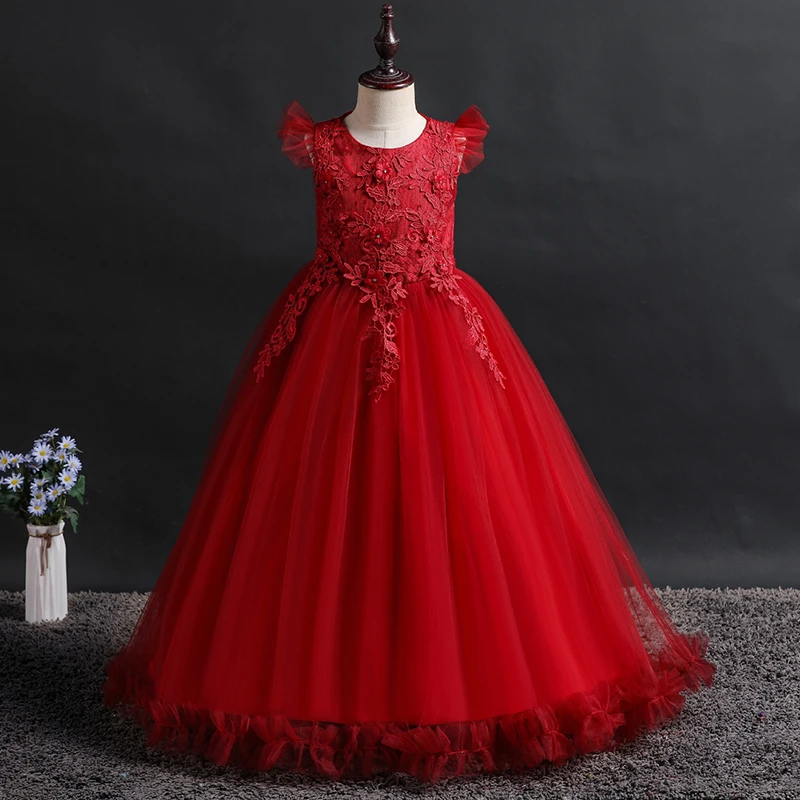 

Flower Girls Dress Opening Wedding Party Ceremony Clothing Silk Tutu Party Evening Elegant Girls Princess Dress Kids Vestidos