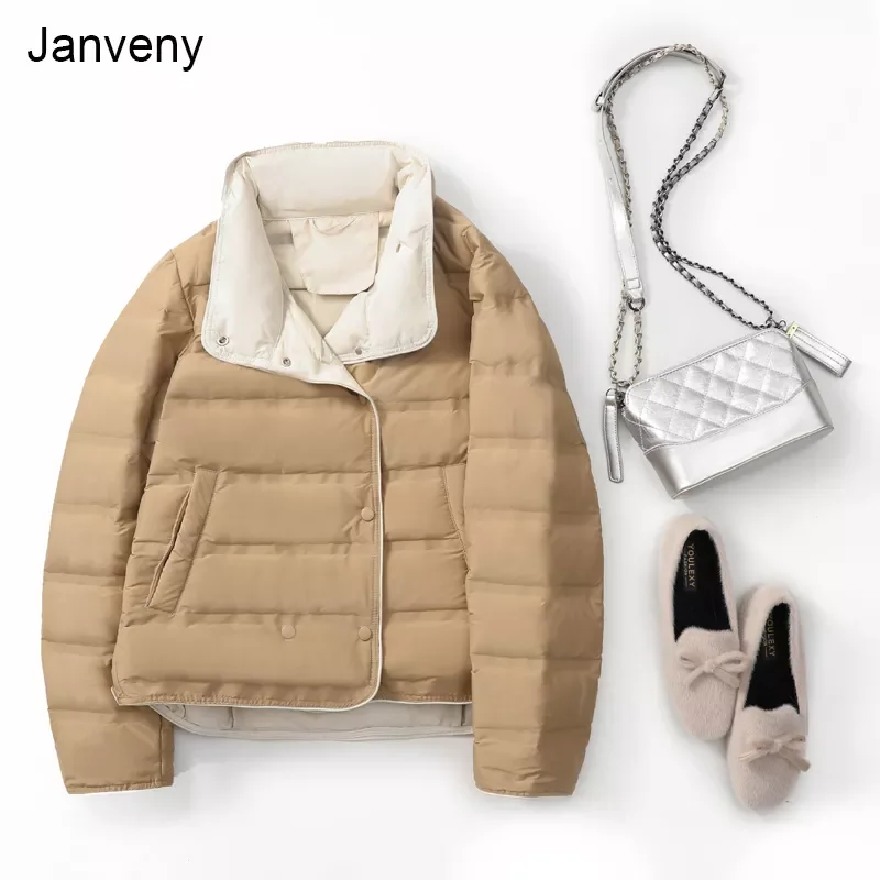 

2022NEW Ultra Light Winter 90% White Duck Down Coat Women Short Slim Puffer Feather Jackets Autumn Pocket Casual Female Parkas
