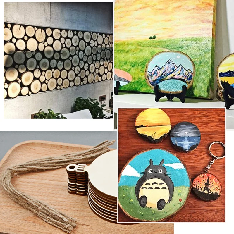 6pcs/lot Pine Wooden Chips Cut Pieces Wood Log Sheet Rustic Wedding Decor Party Centerpieces Vintage Country Style - купить по