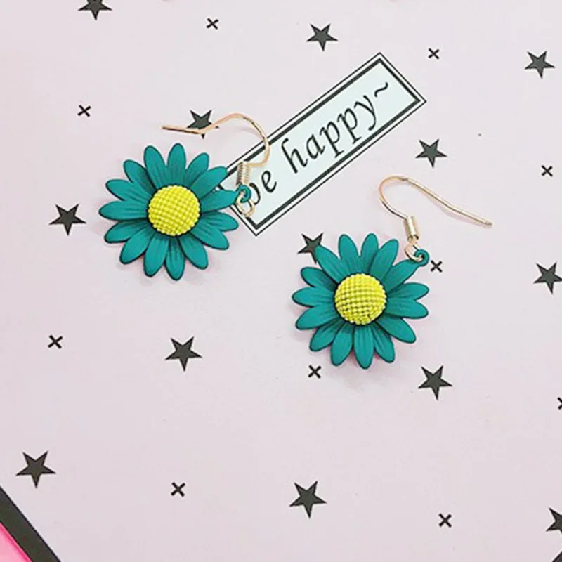 Очаровательные серьги с подсолнухом женские милые серьги-гвоздики летние модные