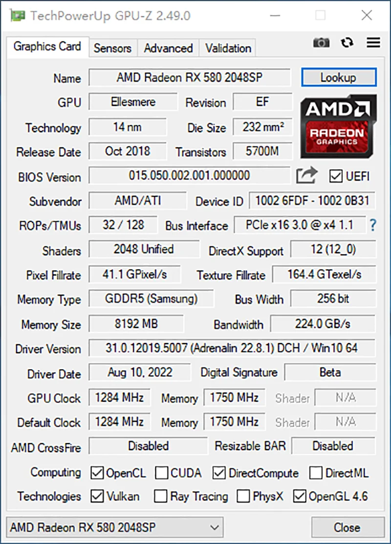 Игровая видеокарта MLLSE AMD RX 580 8 Гб 2048SP GDDR5 256Bit PCI Express 3 0 × 16 Radeon GPU компьютерная