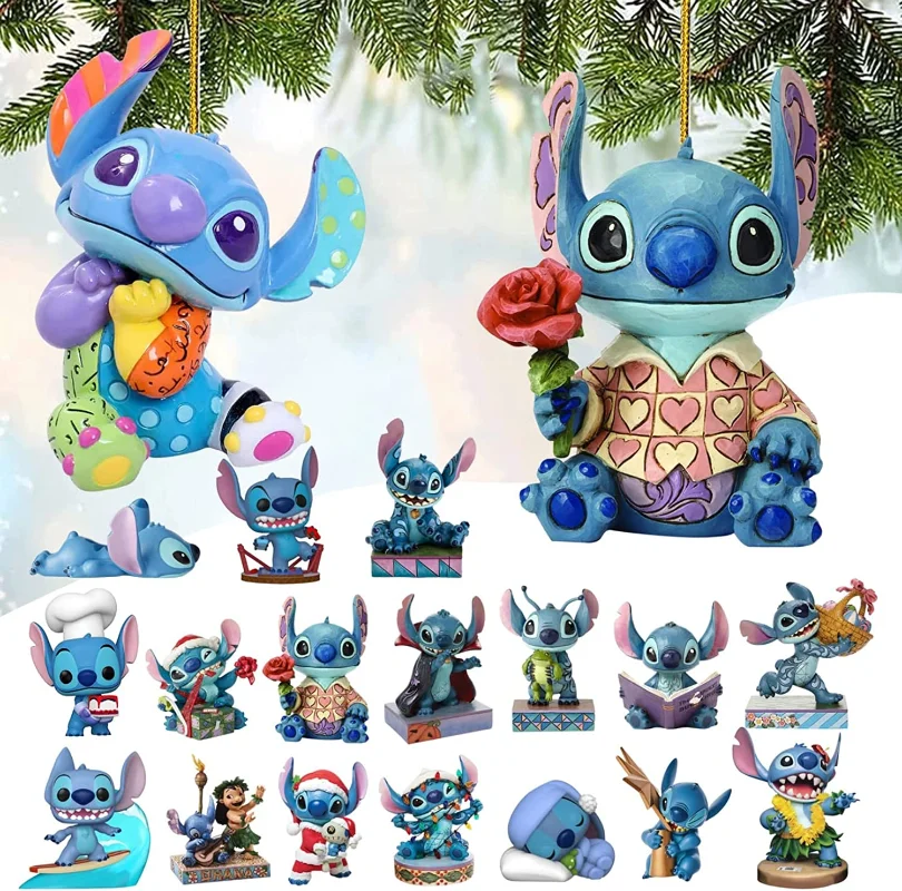 

Stitch Christmas Pendant Disney Action Figure Xmas Tree Decorations Home Decor Hanging Ornaments Doll Christmas Party Supplies