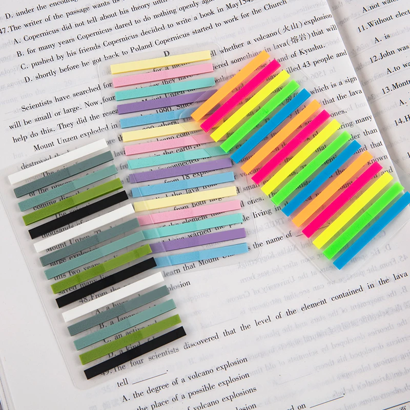 

300PCS Writable Color Stickers Transparent Fluorescent Strip Index Sticker
