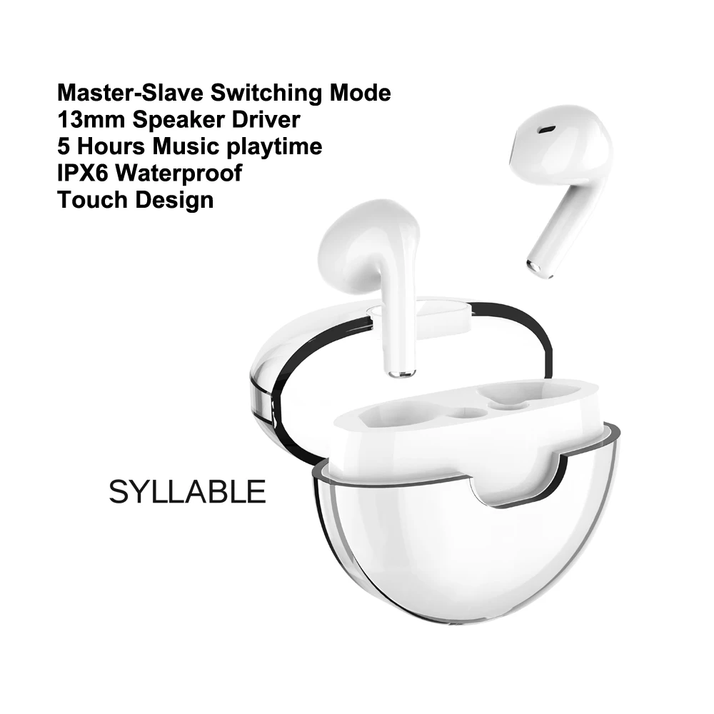 

New Touch SYLLABLE J9 TWS Earphones 5 hours True Wireless Stereo Earbuds Master-Slave Switching Mode Headset Touch Syllable J9