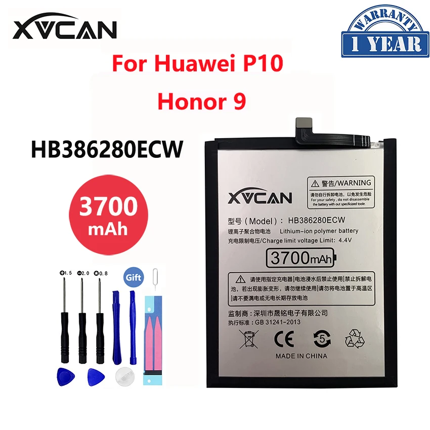Batteria di ricambio per telefono XVCAN originale 3200mAh HB386280ECW per Huawei Ascend P10 Honor 9 Honor9 Batteria