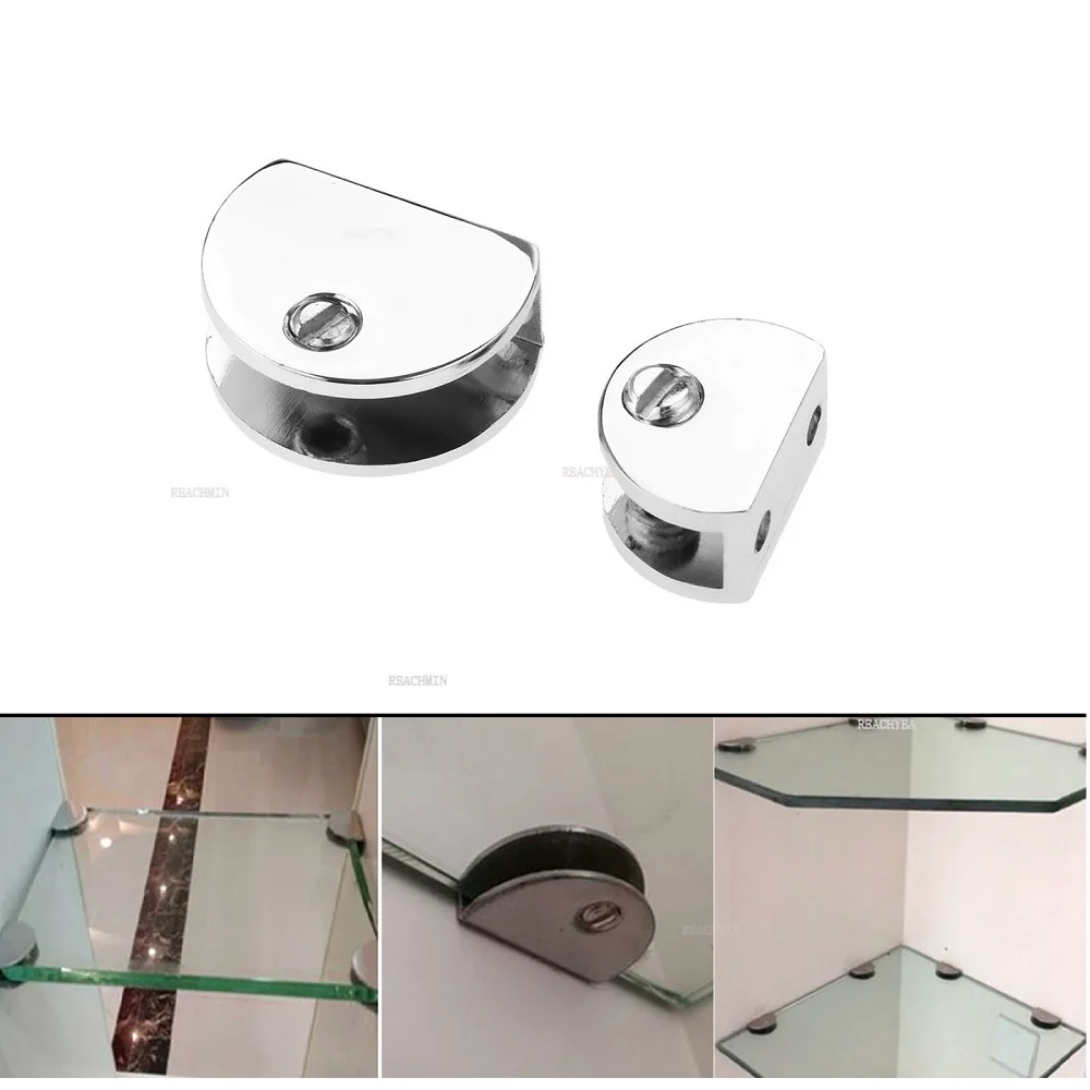 

1Pc 6-10mm Zinc Alloy Flat Round Holder Glass Clamps Bracket Shelves Support Corner Bracket Clips for Window Balustrade Handrail