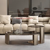 customizable italian stainless steel coffee table living room table furniture designer round tempered glass coffee table corner