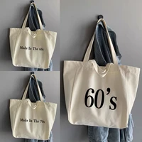 shopping bags organizer fashion canvas tote bag student shoulder bag 90s years series large capacity handbags women 2022 casual