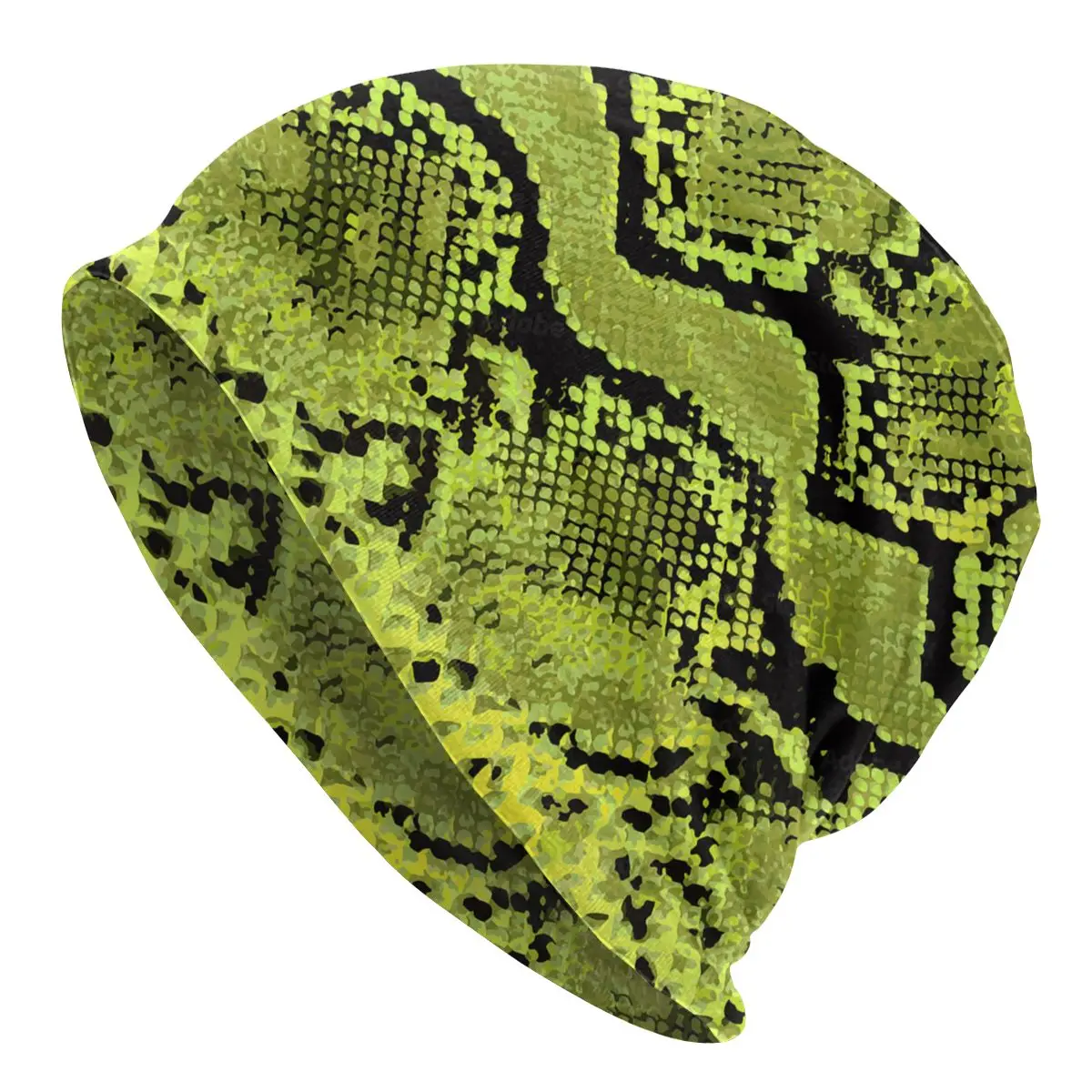

Snake Green Skin Texture Bonnet Homme Street Knitted Hat For Women Men Warm Winter Snakeskin Print Beanies Caps