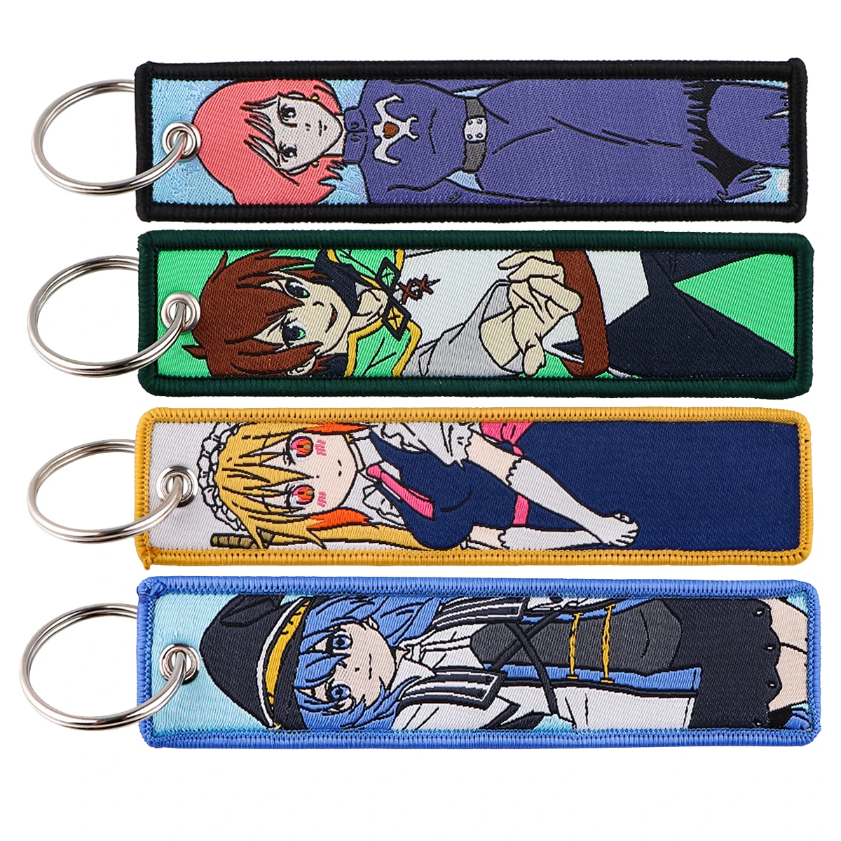 

Anime Movie Cute Maid Key Tags Embroidery Key Fobs Keychains for Motorcycles and Cars Backpack Chaveiro Key Holder Accessories