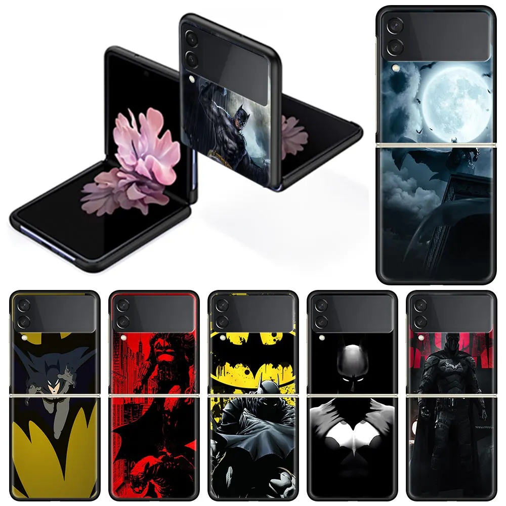 

Phone Case For Samsung Galaxy Z Flip 3 5G Black Hard Cover ZFlip3 Luxury Shockproof Bumper Cases Fundas Batman Super Hero Capa