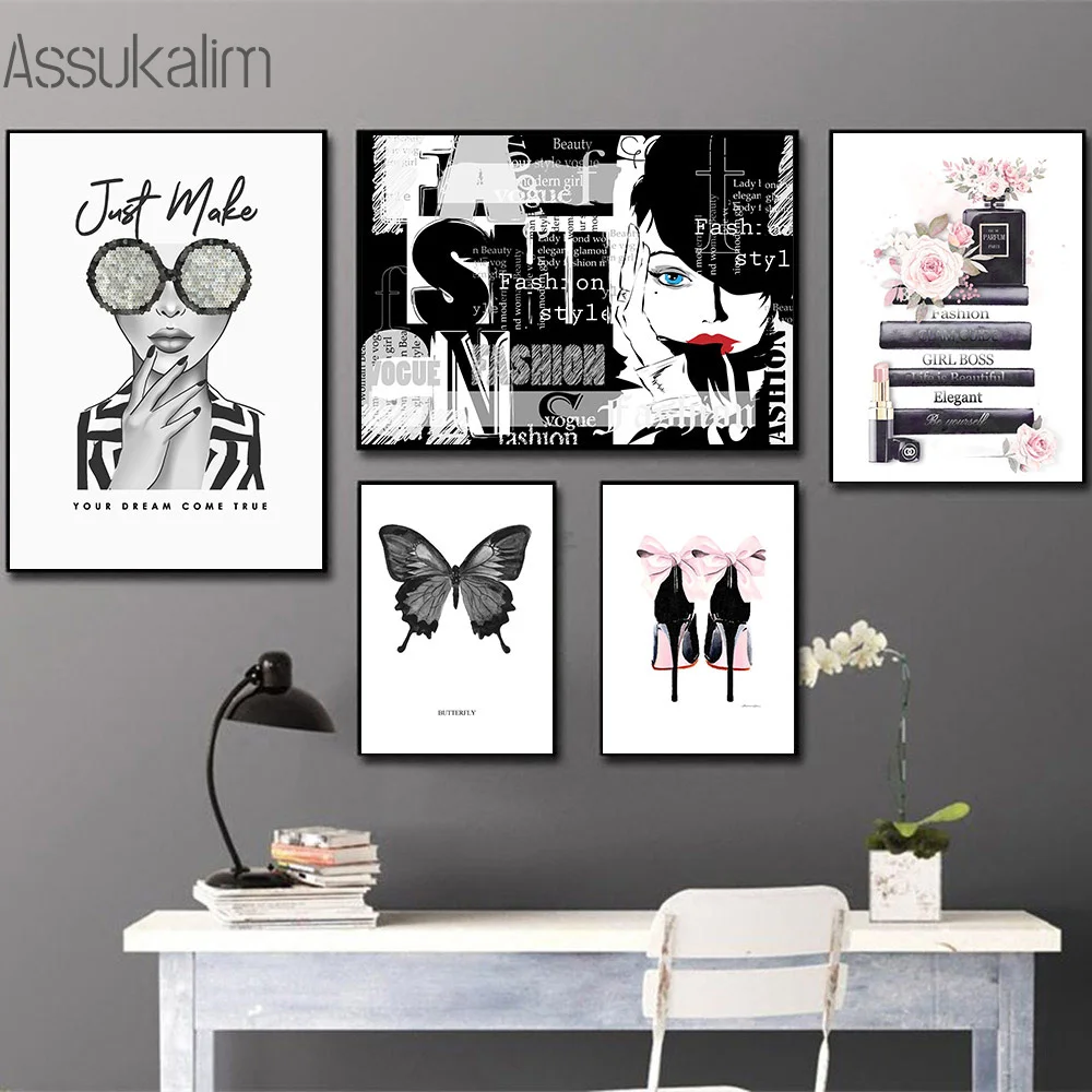 Модное настенное искусство сексуальная девушка художественные принты флакон