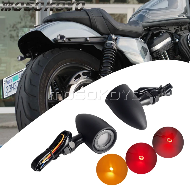 

Motorcycle Retro Aluminum Turn Signal Light Indicators LED Brake Light 10mm Universal for Harley Honda Yamaha Suzuki Kawasaki