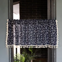 kitchen curtain japanese dark blue vintage homestay decoration door cotton linen art short small curtains rushed to cover